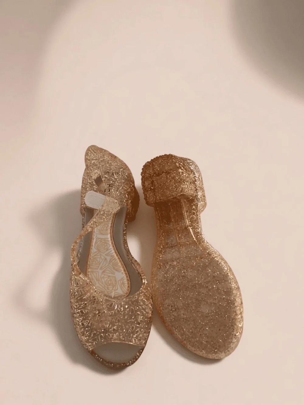 Sparkle Jelly Sandals for Kids in Rose Gold